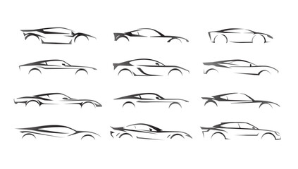 Creative sport car vehicle silhouette collection set logo design vector illustration  © Abrastack Stu Design