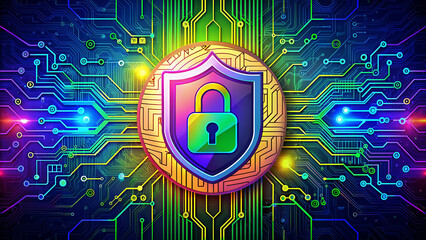 secure connection or cybersecurity service concept -cybersecurity service concept of motherboard and safety authentication network 