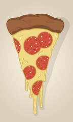 pepperoni pizza slice illustrated melting cheese