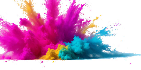 Bright colorful watercolor splash splatter stain brush strokes on white background. Modern vibrant aquarelle spot. Rainbow trendy isolated design on white. Element. Vector watercolor illustration