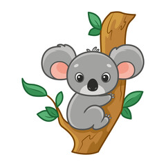 Naklejka premium Koala sitting on tree cartoon vector illustration