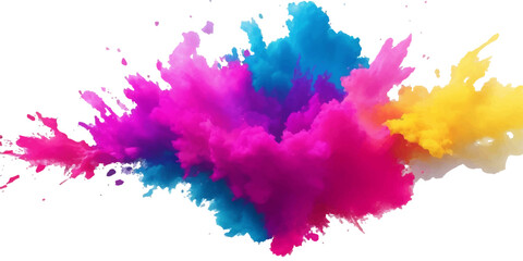 Bright colorful watercolor splash splatter stain brush strokes on white background. Modern vibrant aquarelle spot. Rainbow trendy isolated design on white. Element. Vector watercolor illustration