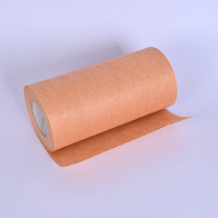 Brown kitchen roll isolated over white background. Toilet roll isolate.