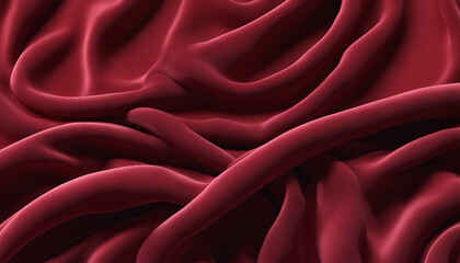Fabric texture. Red velvet. Folds of red velvet fabric