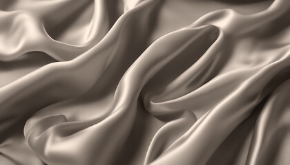 Fabric texture. Shiny silk. Close-up of folds of beige silk fabric