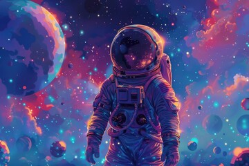 Cosmic Spacewalk Amongst Colorful Planets
