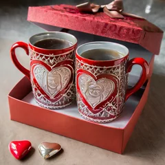 Fototapeten Set de 2 mugs inspirées par des motifs romantiques  © Rares