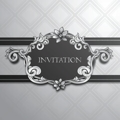 Floral Invitation With Silver Design.