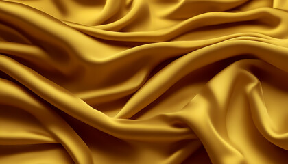 Obraz premium Fabric texture. Brilliant silk Folds of yellow silk fabric, top view