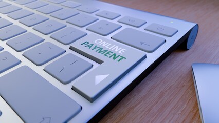 Online Payment Button Keyboard Concept, Animation.Full HD 1920×1080. 08 Second Long.