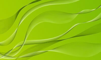 green light smooth lines wave curves with gradient abstract background