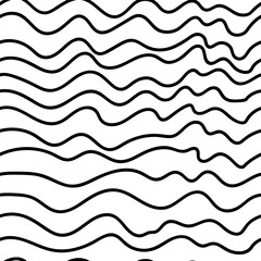 Vector seamless black and white irregular hand drawing lines vector seamless pattern background. Geometric striped ornament modern monochrome linear stylish texture. 