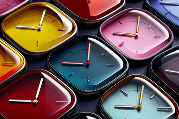 modern minimalistic colorful watch faces front view, pattern (1) - obrazy, fototapety, plakaty