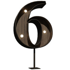 Vintage Marquee Light: Number '6' in Retro Typography