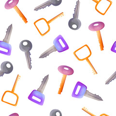 Seamless pattern with door keys. Vector illustration