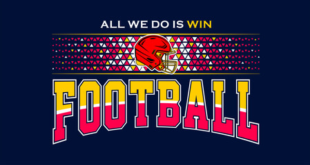 American football team fan vector clipart. Banner, card, flyer, t shirt print design. 
Isolated on dark blue background. 
