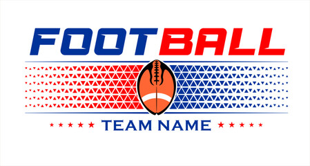 American football team fan vector clipart. Banner, card, flyer, t shirt print design. 
Isolated on white background. 
 - obrazy, fototapety, plakaty