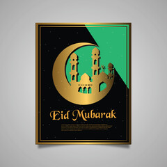 Gold Black Eid Mubarak Poster.