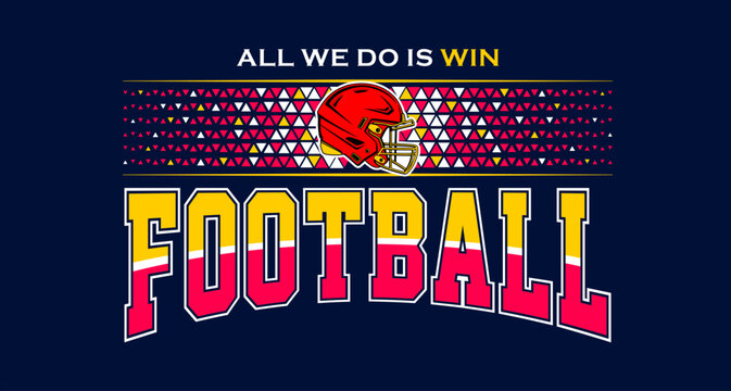 American football team fan vector clipart. Banner, card, flyer, t shirt print design. 
Isolated on dark blue background. 
