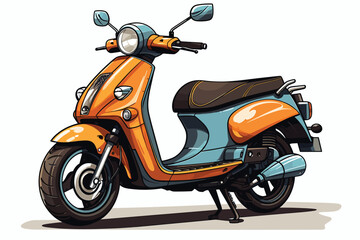 Scooter Bike motorcycle Parking Vector Cartoon - obrazy, fototapety, plakaty