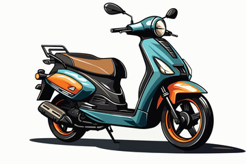 Fototapeta na wymiar Scooter Bike motorcycle Parking Vector Cartoon