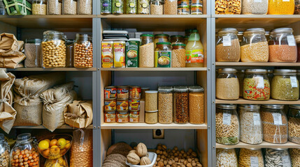 Neatly Arranged Pantry with Healthy Foods