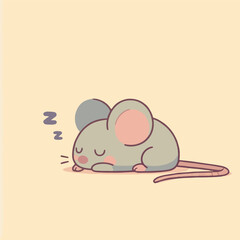 vector style sleeping rat cute mascot
