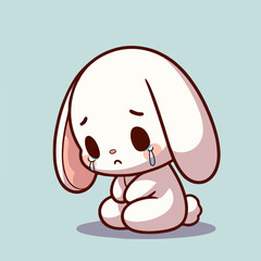 vector style sad bunny cute mascot