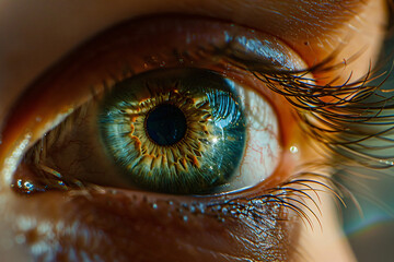 Macro View: Close-up of a Human Eye. Generative AI.