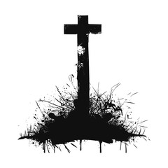 Christian cross silhouette, vector illustration.