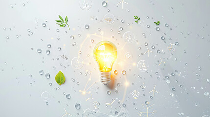 Renewable Energy Concept with Lightbulb and Icons