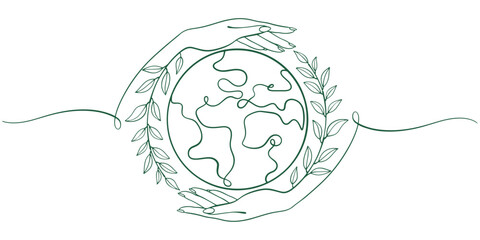 Earth day hand drawn line art style vector 