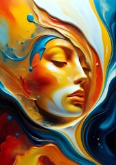 Portrait of a woman. Modern image for interior design. Abstract painting.