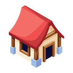 Vector Medieval Fantasy House Building Isometric Illustration Isolated