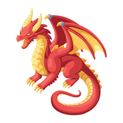 Vector Medieval Fantasy Dragon Character Isometric Ilustration Isolated