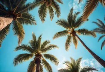Fototapeta na wymiar palm tree on a blue sky background