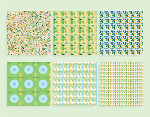 spring mosaic vector background set
