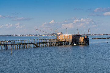 the wooden fishermen's shacks in the Comacchio valley