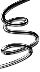 Metallic squiggle line 3D design element, chrome metal wavy line