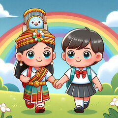 Cartoon thai kids