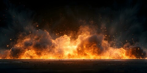 Fototapeta premium The Destructive Force of a Nuclear Blast Captured Against a Dark Isolated Background. Concept Disaster Photography, Nuclear Power, Dark Isolation, Destructive Force, Catastrophic Impact