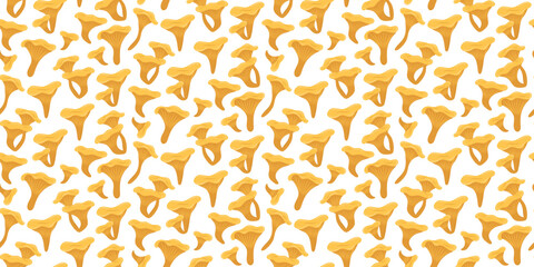 Seamless pattern with chanterelle mushrooms. vector illustration - obrazy, fototapety, plakaty