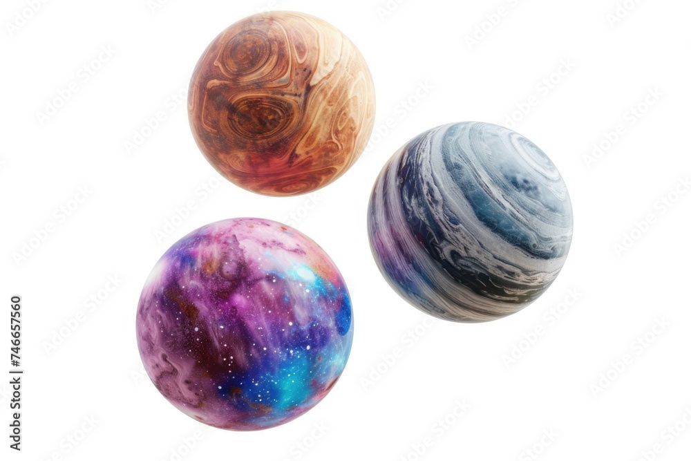 Aufkleber Three marble balls lined up next to each other. Suitable for various design projects