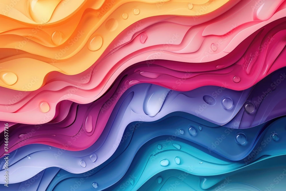 Poster close up of colorful background with water drops, perfect for various design projects