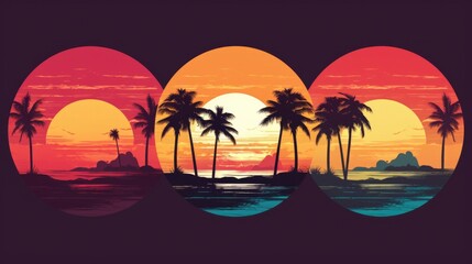 Fototapeta na wymiar Beautiful sunset scene with palm trees, perfect for travel websites