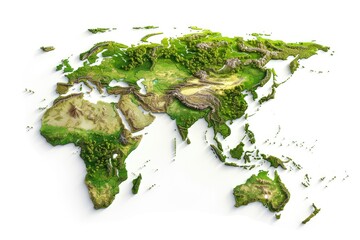 World map covered in green vegetation, suitable for environmental concepts