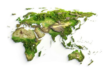 World map covered in green vegetation, suitable for environmental concepts