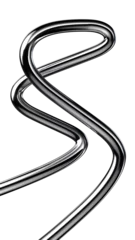 Fotobehang Metallic wriggling line shape isolated. Futuristic metal curve design element, abstract metal wire 3d rendering © Pavel