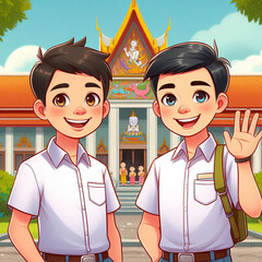 Cartoon thai kids