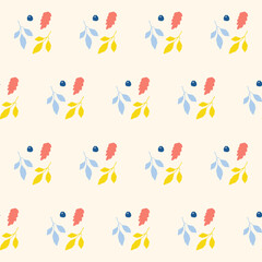 Abstract Funny Graphic Plant Textile Fabric Seamless Swatch. Baby Kids Textile Design. Childish Wrapping Paper, Wallpaper, Dairy Cover, Scrapbook Swatch Decoration. 